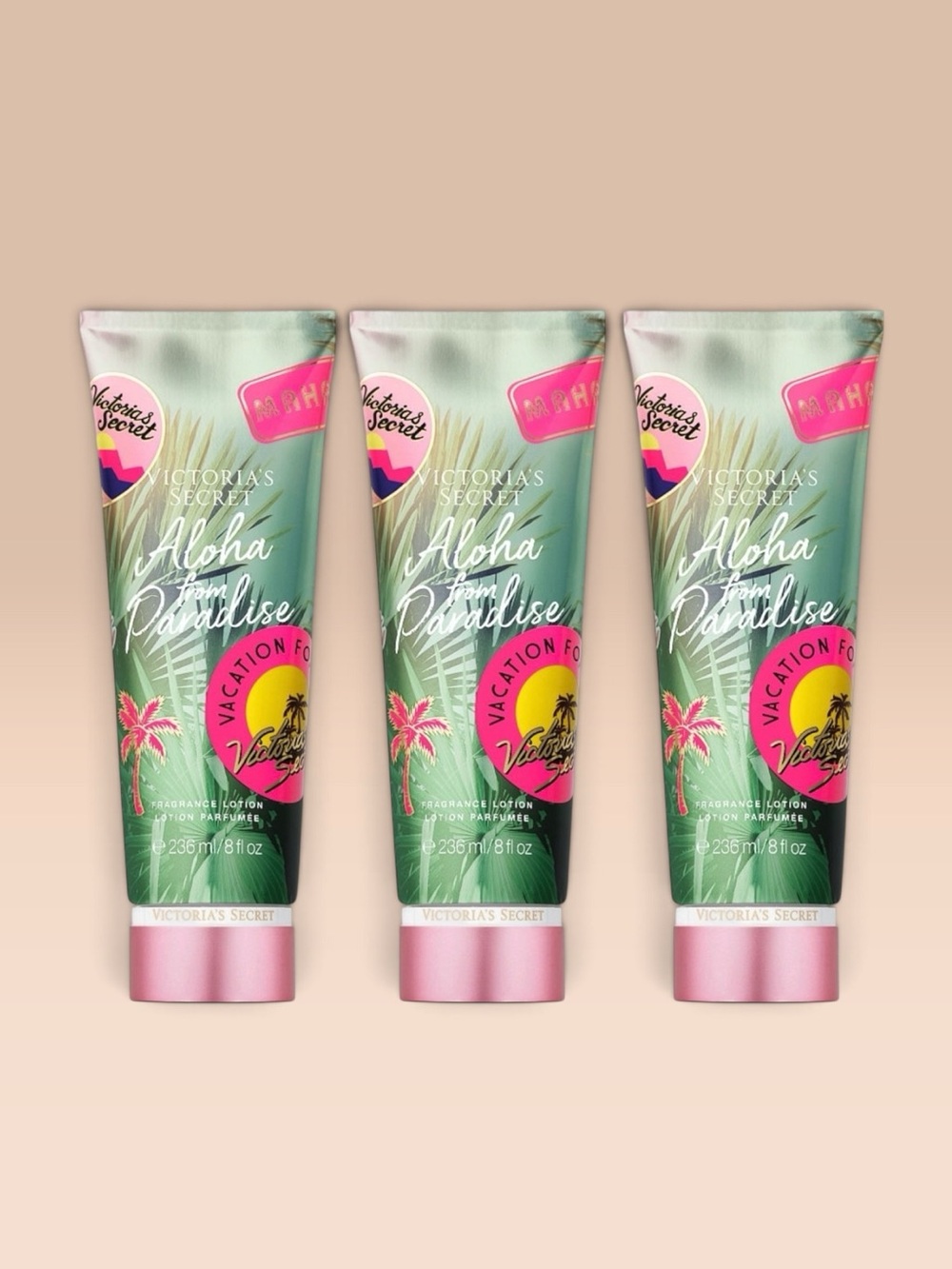 Victoria's Secret ALOHA FROM PARADISE Fragrance Lotion ~ 8 fl.oz. ( Lot of 3 )